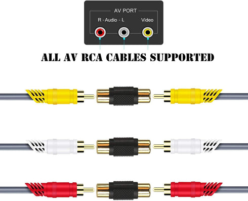 10 Pack Audio Video Gold RCA Female to Female Coupler Connector Adapters,Gold Plated RCA Female to Female Coupler,Compatible with Phono,Speaker,RC...