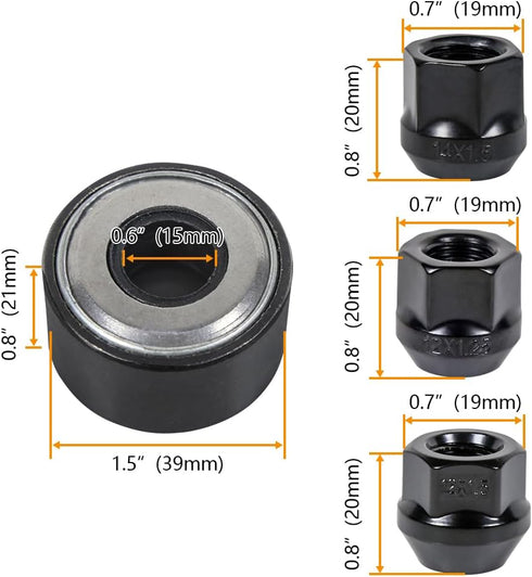 Universal Wheel Stud Installer Tool,Tire Stud Tool, M12x1.25 M12x1.5 M14x1.5, Iron, with 3/4" Hex Wheel Lug Nuts, Black...