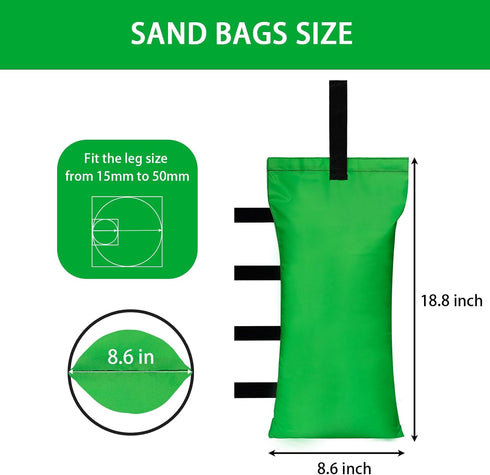 Tent Weights Set of 4 Sand Bags for Canopy Legs Outdoor Instant Sun Shelter Patio 112LBS Large Heavy Duty (Green)...