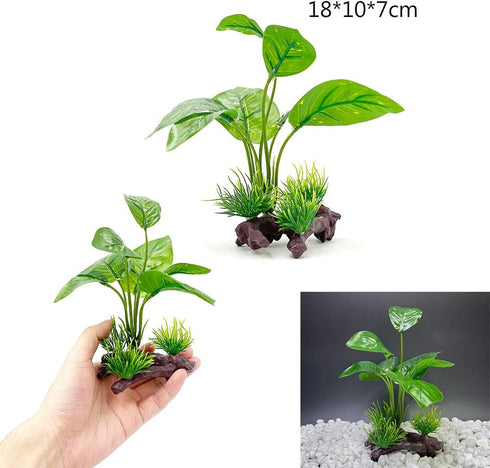 Smoothedo-Pets Fish Tank Decorations Aquarium Decor 5pcs Ornaments Betta Leaf pad Hammock Composite Plastic Artificial Plant Goldfish Waterscape F...