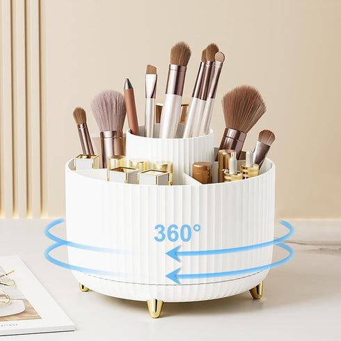 360 Rotating Makeup Brush Holder, Desktop Makeup Organizer, 5 Slot Make Up Brushes Cup Rotating Organizer for Perfume Skincare Cosmetics Desk Orga...