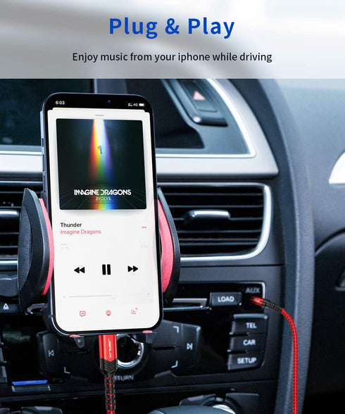 JSAUX Apple MFi Certified Lightning to 3.5mm Audio Cable 6FT, AUX Cord for iPhone Headphones Jack Compatible with iPhone 14/14 Plus/14Pro/13/13 Pr...