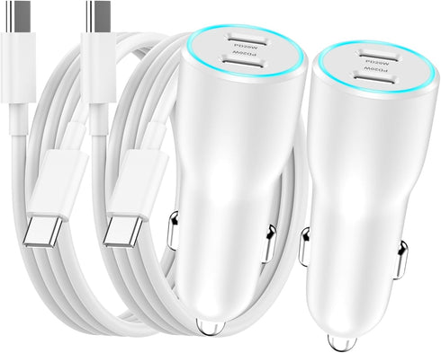 iPhone 15 Pro Max Car Charger Fast Charging, 2 Pack 40W Dual USB C Car Charger Adapter with 2 Pack USB C to C Charging Cable Cord Compatible for i...