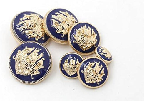 10PCS Clothes Buttons - Fashion Sewing Button Round Shaped Metal Button Set for Men Women Blazer, Coat, Uniform, Shirt, Suit and Jacket (Blue, 15m...