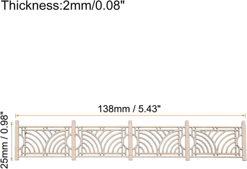 MECCANIXITY 2pcs 5.43 Inch Miniature Garden Fence, Mini Ornament Wood Picket Fence Decorative for Dollhouse Home DIY, 0.08" Wood Circle Style...