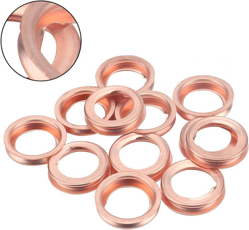 12PCS Car Oil Drainage Gasket, 17mm Auto Copper Crush Washer Oil Drain Plug Gasket, fits Versa Titan G25 G37, Replace 11026-JA00A, 11026-01M02, F4...