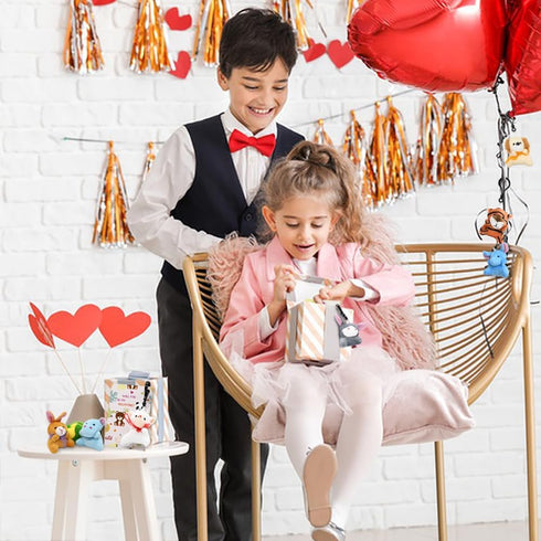 24PCS Small Stuffed Animals Plush Toys Set, Little Mini Animal Plush Toy Animals Keychain for Kids Easter Eggs Filler, Classroom School Exchange P...