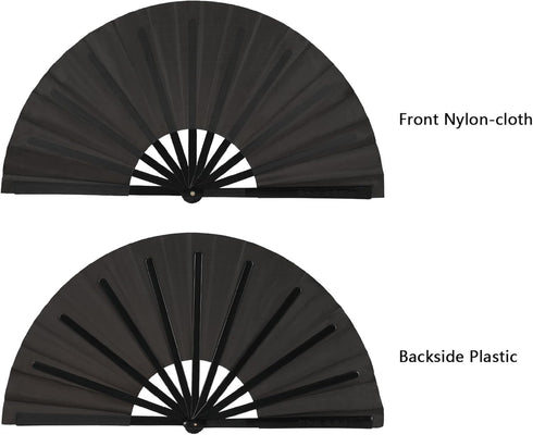 Maitys 2 Pcs Large Clap Fans for Line Dancing 13 Inches Folding Hand Rave Fan Nylon Cloth Foldable for Line Dancing Festival Craft Dance Decoratio...