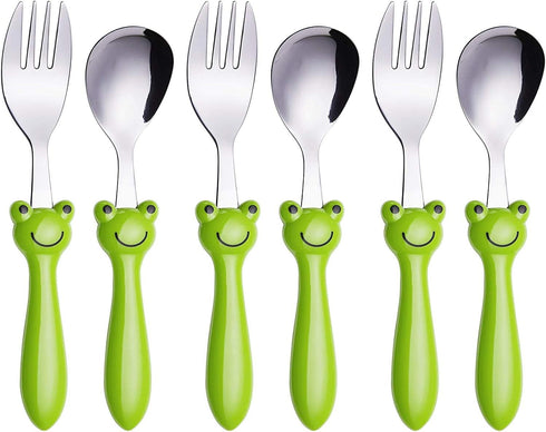 ANNOVA Kids Silverware 6 Pieces Set Children's Flatware - Stainless Steel Cutlery - 3 x Safe Forks, 3 x Dinner Spoons - Safe Toddler Utensils With...