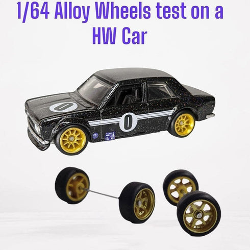 A Pair White Alloy 1:64 Wheels,Scale Alloy Wheels Rubber Tires,Model Alloy and Accessories Tires Wheel Rubber Tire and Wheel Sets Wheels and Tires...