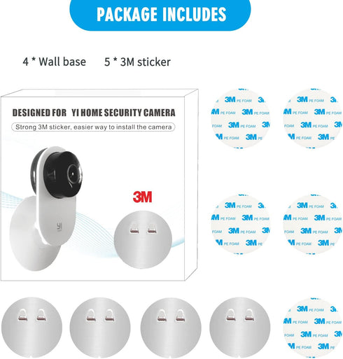 4 Pack Indoor Wall Mount for Yi Home Security Camera, No Punching, Extremely Simple Installation (Camera is NOT Included)...