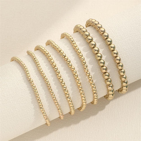 Gold Beaded Bracelets for Women 14K Gold Plated Stackable Bracelet Gold Bracelet Stack Delicate Stackable Gold Bracelets for Women...