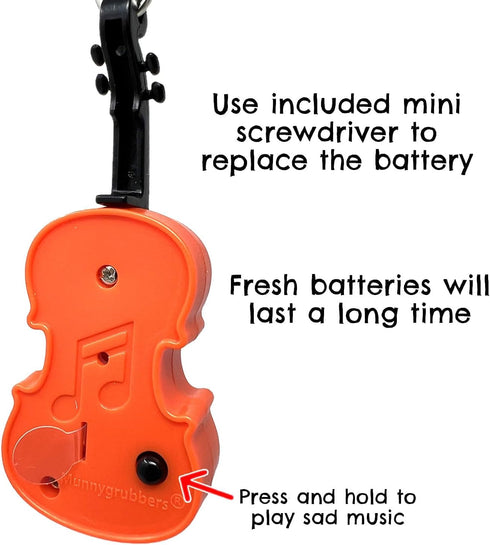 MunnyGrubbers - Original World's Smallest Violin Toy Keychain with Playable Sad Music - Mini Tiny Violin Keychain with Sound - Meme - Novelty - Fu...