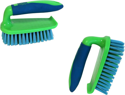 Dependable Industries Inc. Essentials Scrub Brush Comfort Rubber Grip & Flexible Stiff Bristles Heavy Duty for Bathroom Shower Sink Carpet Floor -...