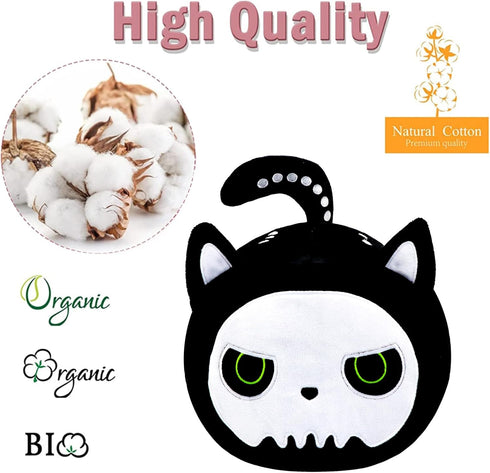 Halloween Black Cat Plush Toy Black Cat Pillow, Black Cat Stuffed Animal Pillows Cute Skeleton Black Cat Plushie Toys Gifts for Kids Adults Birthd...