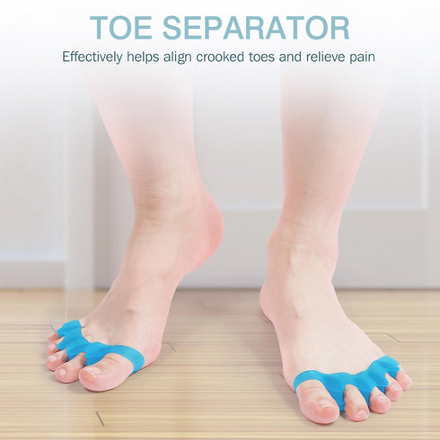 2 Pcs Toe Spacers for Women and Men - Metatarsal Yoga Cushion - Therapeutic Stretchers for Plantar Fasciitis, Bunions, Silicone Toe Separators (Bl...