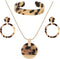 ARATLENCH Leopard Earrings Necklace Bracelet for Women Acrylic Circle Hoop Dangle Earring Long Disc Pendant Necklace Open Cuff Bangle Resin Cheeta...