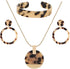 ARATLENCH Leopard Earrings Necklace Bracelet for Women Acrylic Circle Hoop Dangle Earring Long Disc Pendant Necklace Open Cuff Bangle Resin Cheeta...