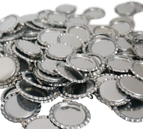 100 Pieces Flattened Bottle caps Double sided, Wholesale Bottle Caps Caps With Split Ring, Silver Bottle Caps Crafts Pendants, Necklaces, Jewelry...