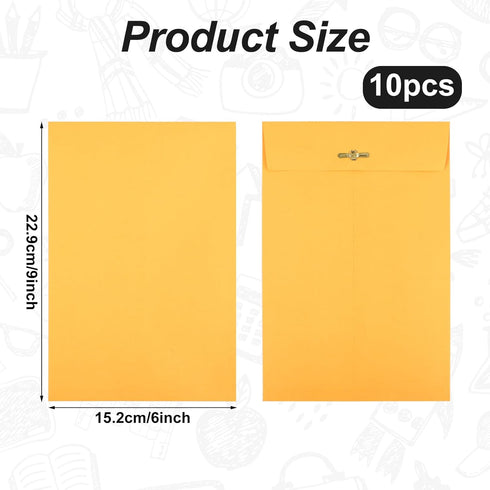 10pcs Heavy Duty Clasp Mailing Envelopes 6x9 Inches, Large Kraft Catalog Envelope Thick Manila Envelopes with Clasp Closure for Office Business Sc...