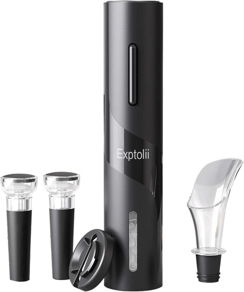 Electric Wine Opener, Automatic Bottle Corkscrew with Foil Cutter, Vacuum Stopper and Wine Aerator Pourer...