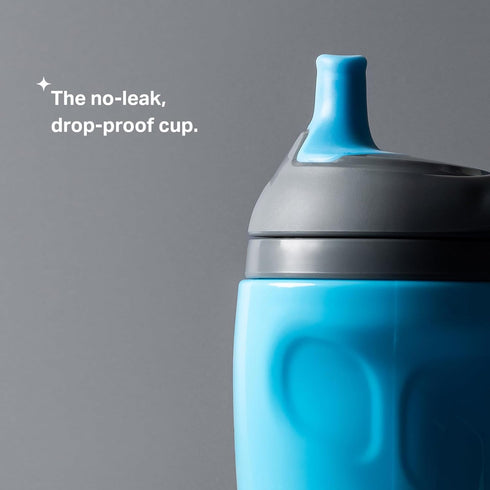 Tommee Tippee Insulated Sportee Bottle, for 12m+, 9oz, Pack of 2 Non-Spill Toddler Water Bottles, Orange and Blue, with Two-Piece Valve to Help St...