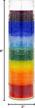 Mega Candles 1 pc Unscented Multi Color Chakra Glass Devotional Prayer Candles, Hand Poured Premium Wax Candle 2 Inch x 8 Inch, Promotes Positive ...