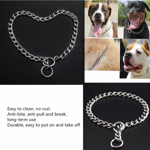 Chain Dog Collar, Heavy Duty Stainless Steel Metal Link Collars, Dog Silp Collars for Training Walking, Waterproof Chewy, Metal Chain Collar for D...