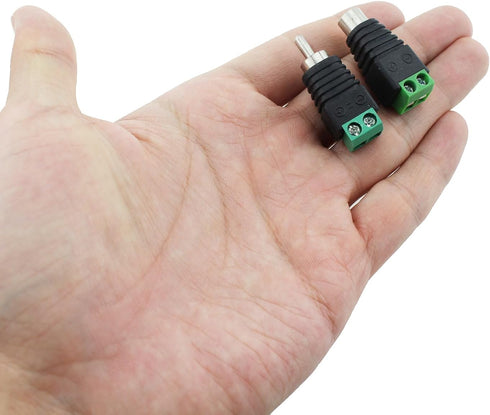 10PCS Video Connector Adaptor RCA Header Solderless Audio Header Black AV Audio Male and Female Plug 37MM/1.46Inch for Speaker Cable to RCA Adapto...