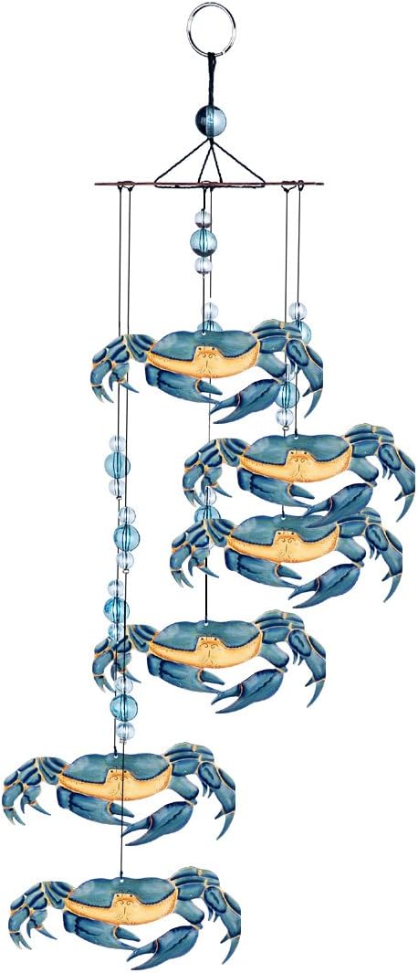 Sunset Vista Designs Kathy Hatch Great Outdoors Land and Sea Collection 18" Garden Wind Chime - Blue Crab...