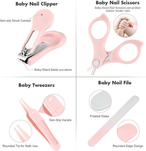 Baby Nail Clippers, 4-in-1 Safe Baby Nail Kit with Cute Case, Nail Clipper, Scissors, Tweezers, Baby Nail File Set for Newborn, Infant, Toddler an...