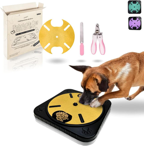 Rotatable Dog Nail Scratch Board with Hidden Treats Compartment, 3 in 1 Dog Nail Care Solution, Dog Scratch Pad for Nails, Nail Filing Board for D...