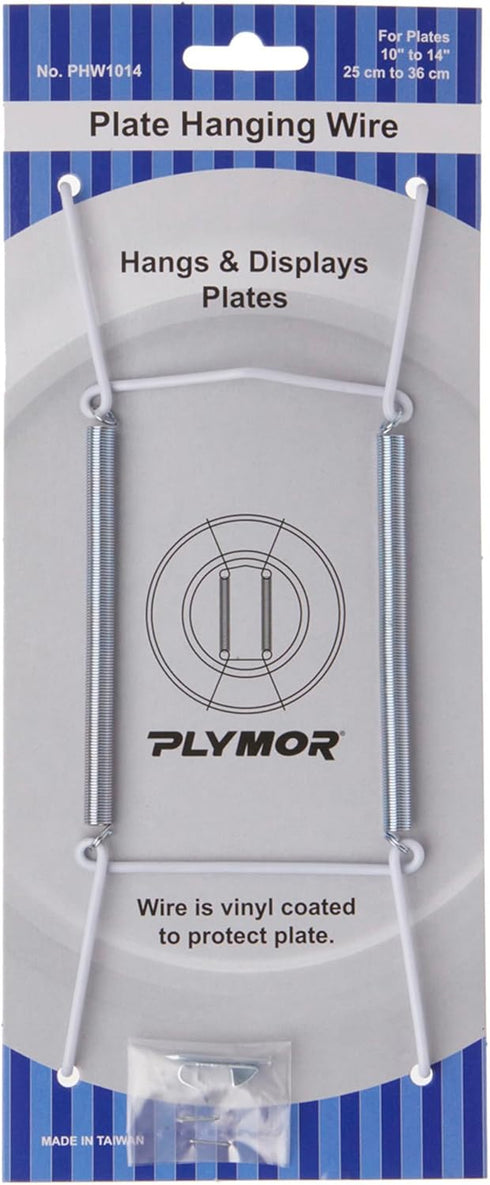 Plymor White Vinyl Finish Wall Mountable Plate Hanger, 8" H x 3" W x 0.5" D (For Plates 10" - 14")...