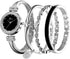 CdyBox Women Crystal Watch with 3 Bracelets Set Quartz Wrist Watches Bangle Jewelry 4pcs/Set for Ladies (Silver)...