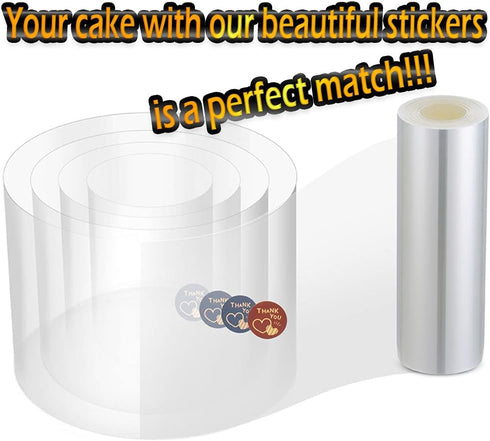Cake Collar 4 Inch x 394inch Clear Cake Acetate Roll, Transparent Mousse Cake Collars Acetate Sheets for Baking, Surrounding Edge Decorating + Bon...