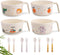shopwithgreen Bamboo Kids Bowls Set, 4 Reusable Small Bowls for Baby Toddlers, Dinnerware Cereal Snack Soup Rice Bowl with 4 Spoons & Forks, Dishw...