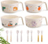 shopwithgreen Bamboo Kids Bowls Set, 4 Reusable Small Bowls for Baby Toddlers, Dinnerware Cereal Snack Soup Rice Bowl with 4 Spoons & Forks, Dishw...
