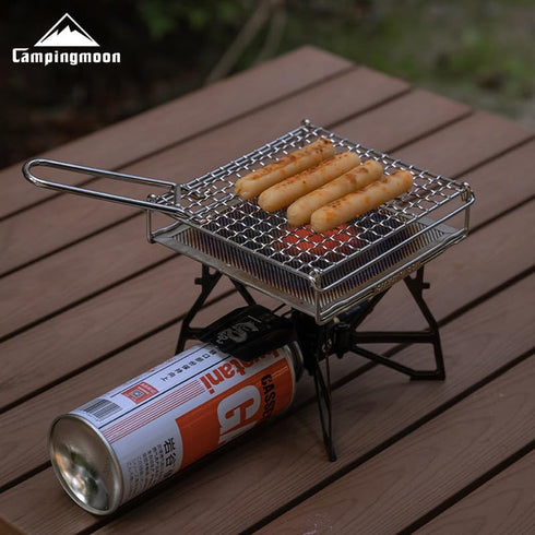 CAMPINGMOON Camping Toaster for Gas Stove Top Fire Grill Grid 304 Stainless Steel Bread Toasters Cooking Grill With Anti Scalding Mesh Fork Medium...