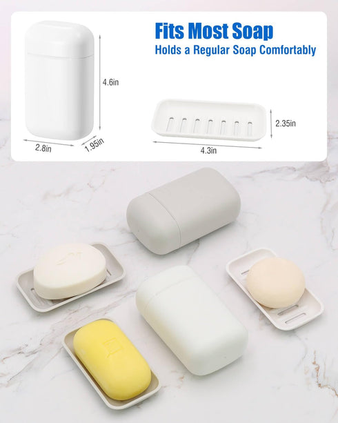 Minimalist Travel Soap Case with Removable Draining Tray, Enhanced Leak-Proof Travel Soap Container with Silicone Seal, Compact Portable Travel So...