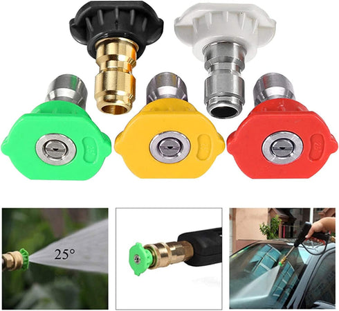 Pressure Washer Tips Pressure Washer Nozzle Tips 4500 PSI, Universal Multiple Degrees (0?15?25?40?Soap) 1/4" Quick Connect, Power Washer Nozzle Ti...