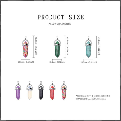 20Pcs 10Colors Healing Crystal Pendants Bullet Hexagonal Crystal Pointed Chakra Quartz Stone Natural Gemstones Charms DIY Halloween Jewelry Making...