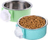 2 Pieces Crate Dog Bowl, Removable Stainless Steel Pet Kennel Hanging Food Water Feeder Bowl Cage Coop Cup for Puppy Medium Dog Cat Rabbit Ferret ...