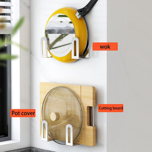 Self Adhesive Stainless Steel Pan Cover Racks ,Pantry Organization Rack, Cutting Board Storage , Pot Lid Holder...