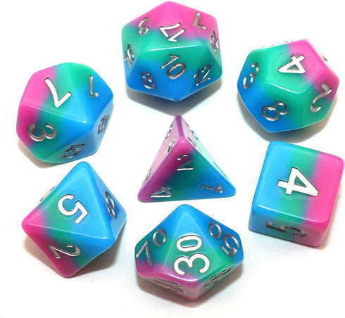 Dice Resin D&D Transparent Dice Set Fit Dungeons and Dragons DND RPG Pathfinder Role Playing Games Blue Green Rose 3 Layers Polyhedral Dice...