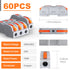 60pcs Lever Wire Connectors Push-in, 1 to 1 Inline Electrical Wire Connector, Lever Nuts Wire Connectors Quick Connect Splice Wire Connectors...