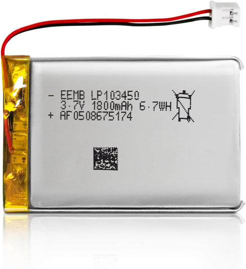 EEMB 3.7V Lithium ion Battery 1800mAh 103450 Rechargeable 3.7 Volt Lipo Battery Pack with Wire JST Connector for Speaker and Dashcam- Confirm Size...