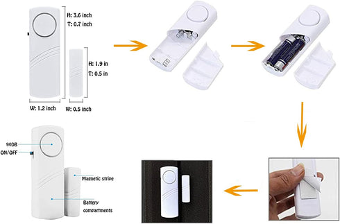 4 Pack Door Alarms for Home Security, Window Door Alarms, Window Alarm Sensors, Door Alarms for Kids Safety,DIY Protection Burglar Bell Alarm for ...