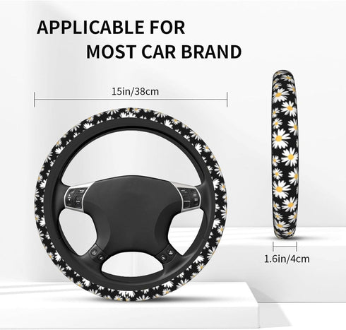 Daisy Steering Wheel Cover Auto Steering Wheel Protector 15 inch Fit Auto SUV Vans Trucks...