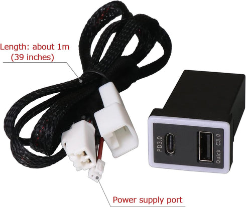QC3.0 +PD3.0 USB Power Socket, 60W Output, Type C & Quick Charge 3.0 Car Charger USB Adapter for Smart Phone PDA iPad iPhone Android GPS Use for T...