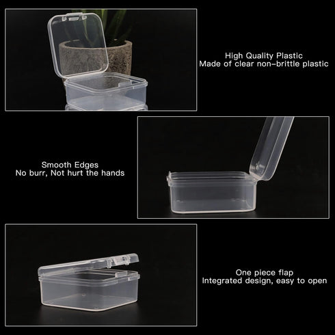 Rocutus 24 Pack Small Clear Plastic Storage Containers with Lids,Beads Storage Box with Hinged Lid for Beads,Earplugs,Pins, Small Items, Crafts, J...